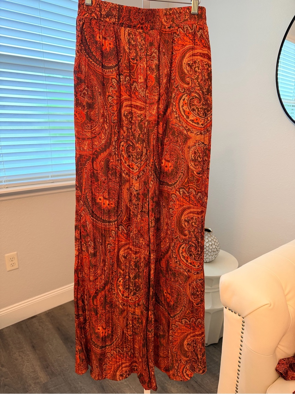 L'AGENCE Orange Paisley Wide Leg Pants